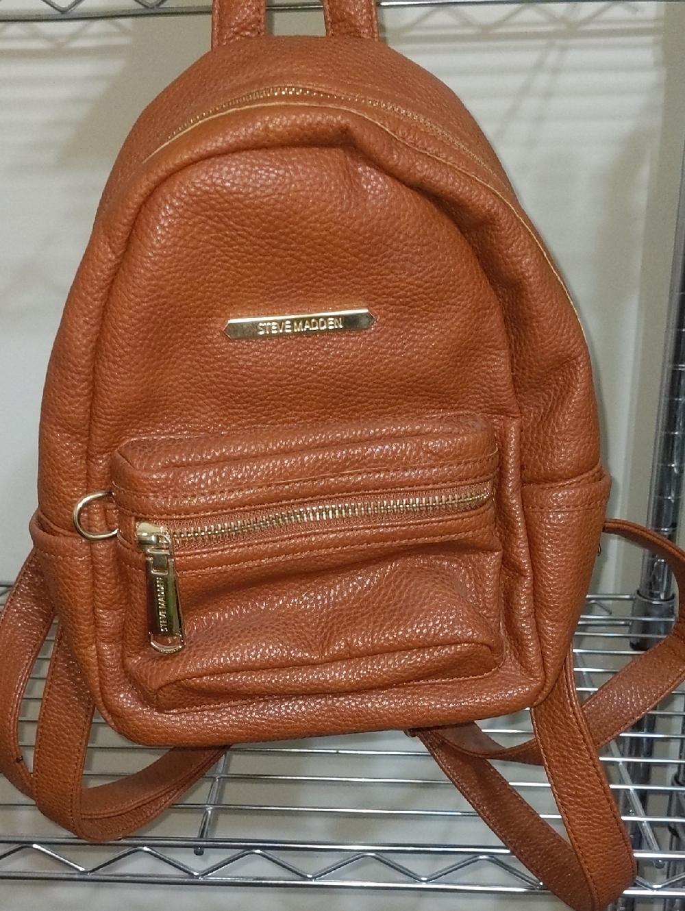 Steve Madden Burnt Orange Mini Backpack with Gold Hardware